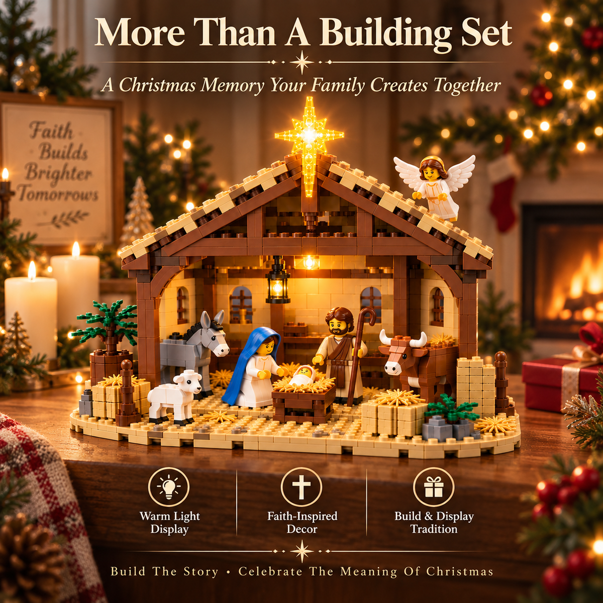 🎄 Christmas Story Building Block Set – Nativity Scene Holiday Display ✨