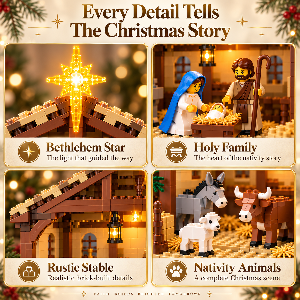 🎄 Christmas Story Building Block Set – Nativity Scene Holiday Display ✨