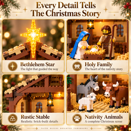 🎄 Christmas Story Building Block Set – Nativity Scene Holiday Display ✨