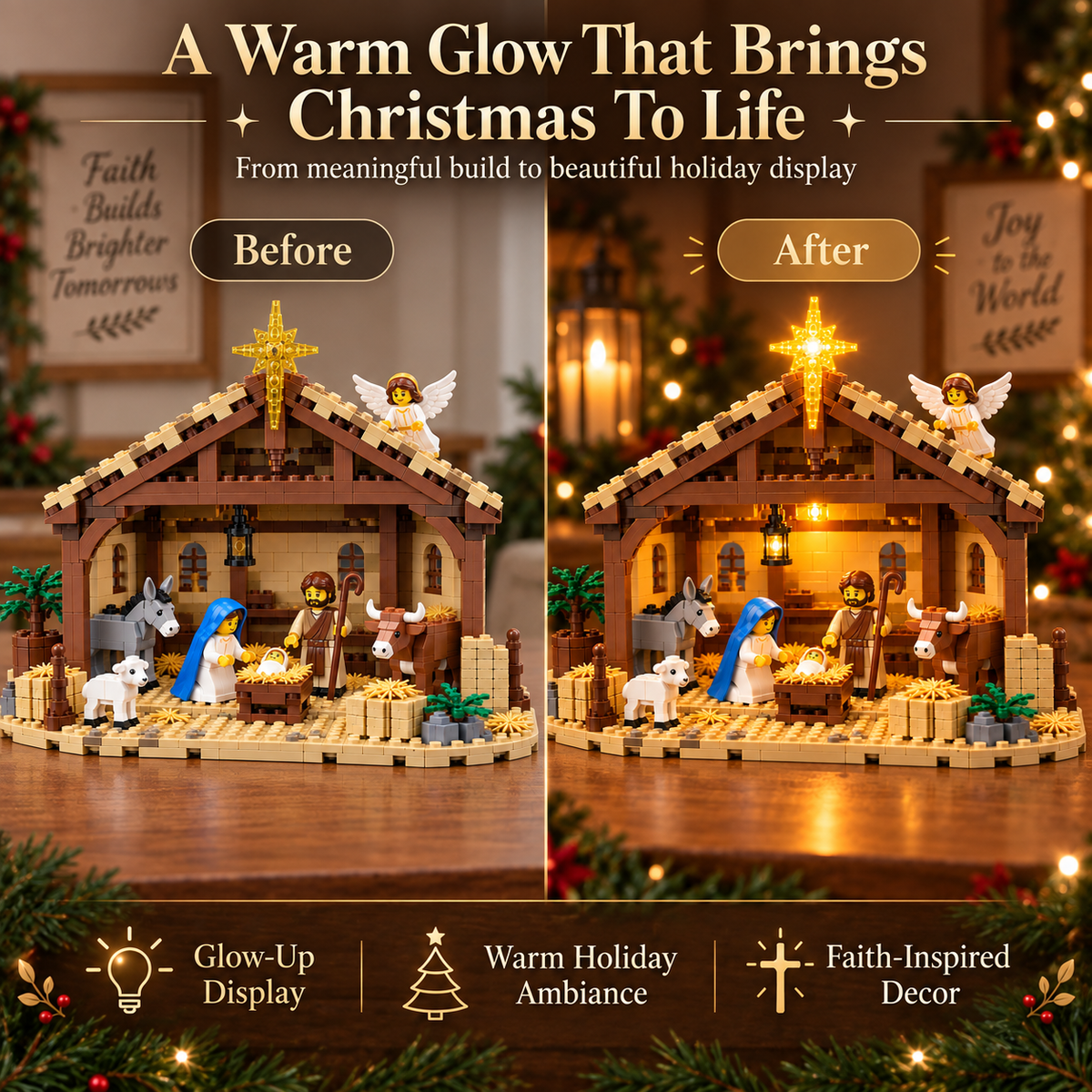 🎄 Christmas Story Building Block Set – Nativity Scene Holiday Display ✨