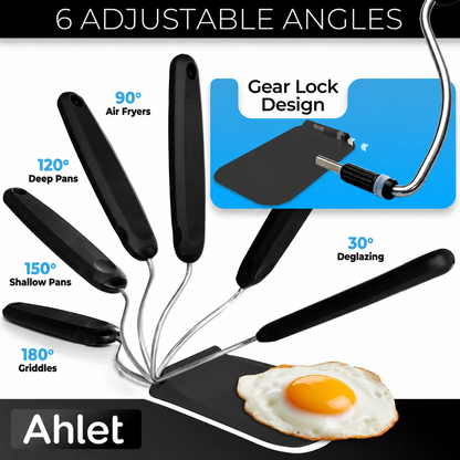 Ahlet Adjustable Spatula – 6 Cooking Angles, 2 Interchangeable Heads for Air Fryers, Griddles & Pans