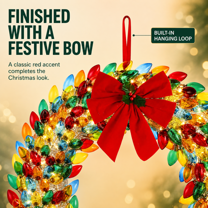 ✨ 50% OFF Colorful Lighted Christmas Wreath – Make Your Holiday Shine 🎁