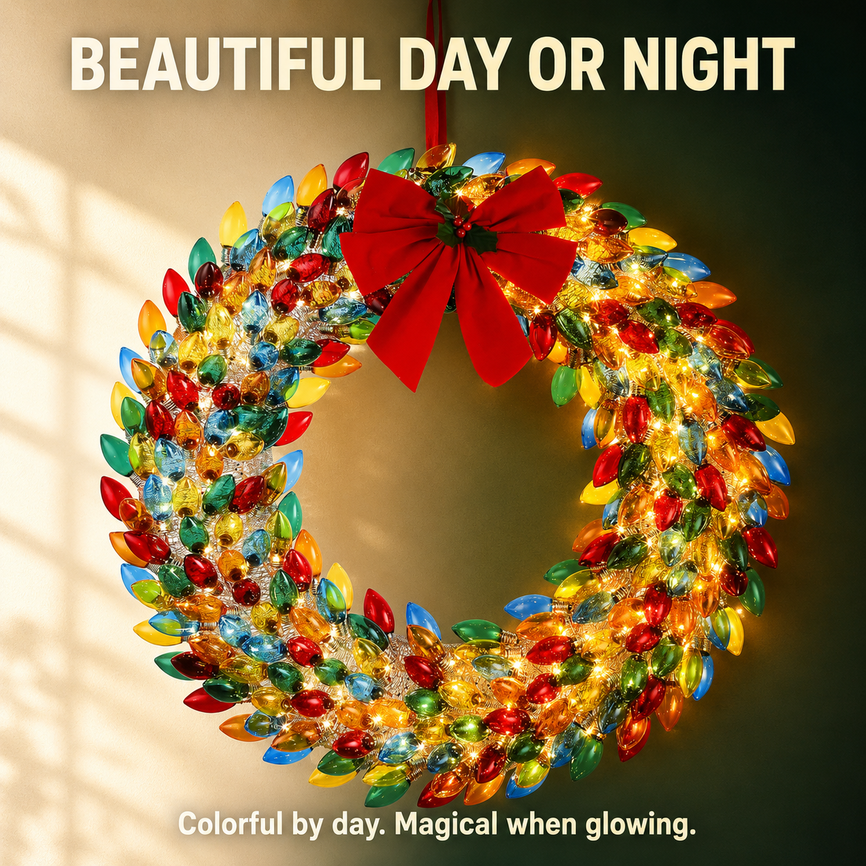 ✨ 50% OFF Colorful Lighted Christmas Wreath – Make Your Holiday Shine 🎁