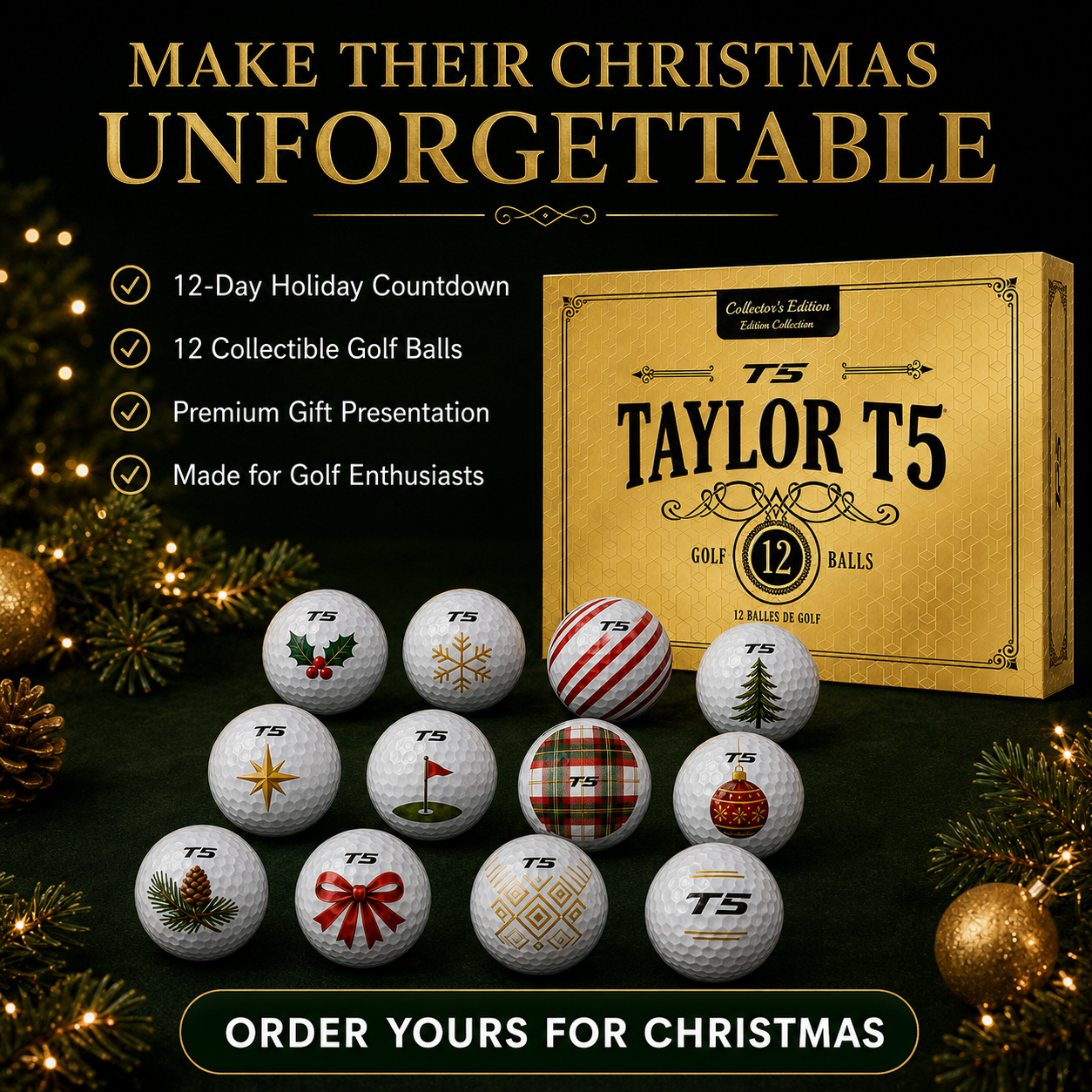 🎄⛳ 50% OFF Taylor T5 12-Day Golf Ball Advent Calendar