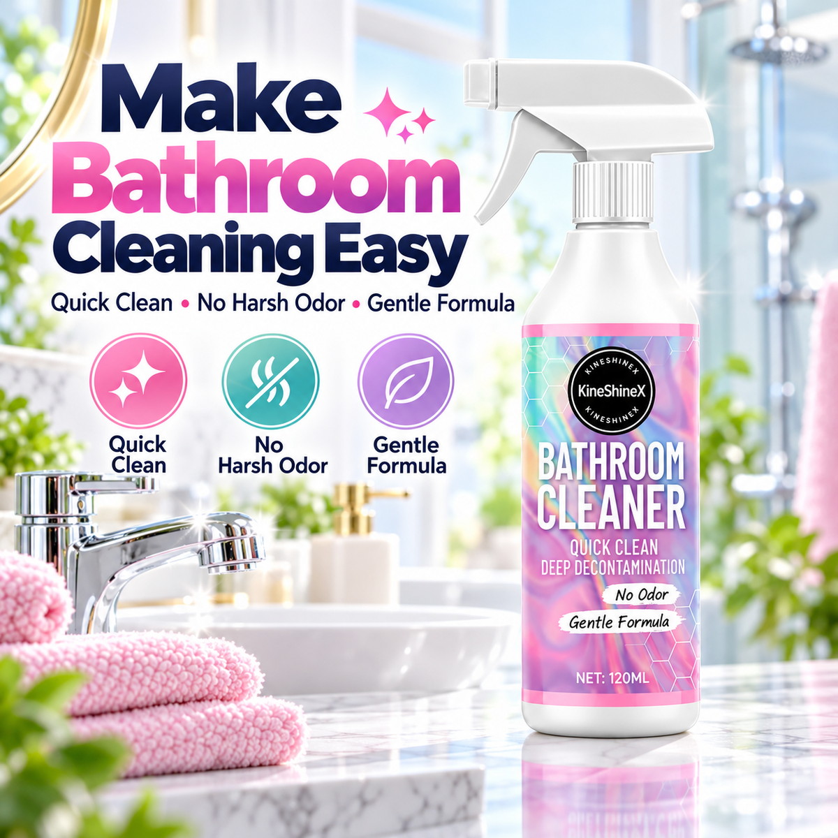 ✨ Bathroom Cleaner Spray – Quick Clean for Sinks, Tubs & Toilets 🚿