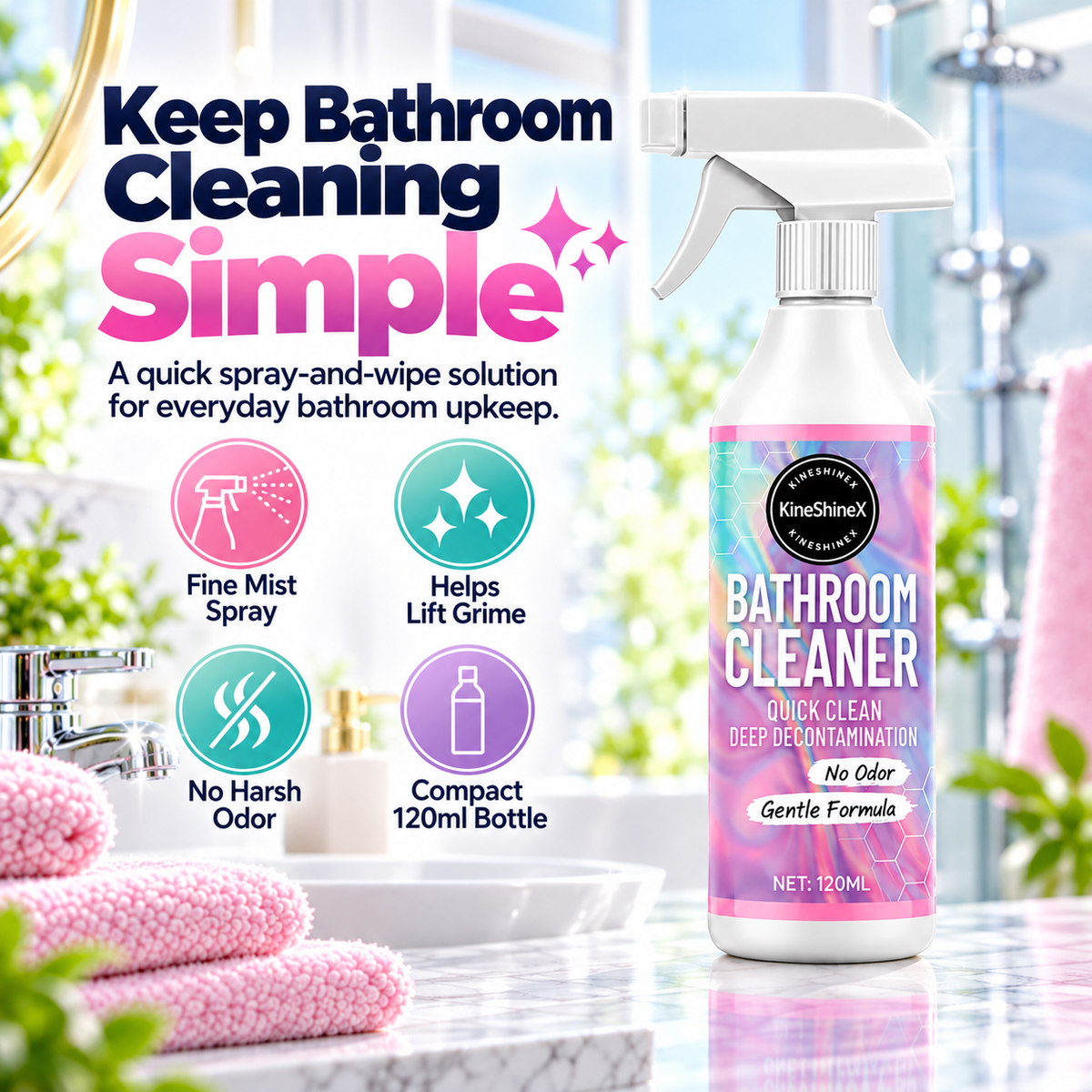 ✨ Bathroom Cleaner Spray – Quick Clean for Sinks, Tubs & Toilets 🚿