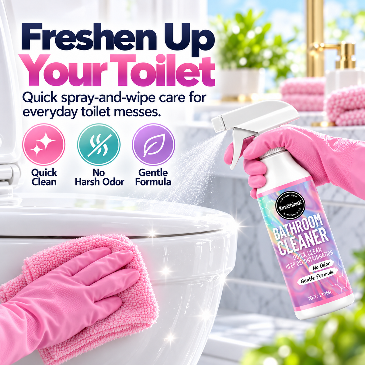 ✨ Bathroom Cleaner Spray – Quick Clean for Sinks, Tubs & Toilets 🚿