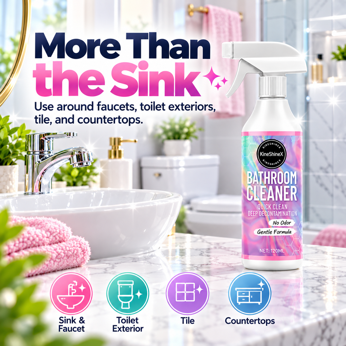 ✨ Bathroom Cleaner Spray – Quick Clean for Sinks, Tubs & Toilets 🚿