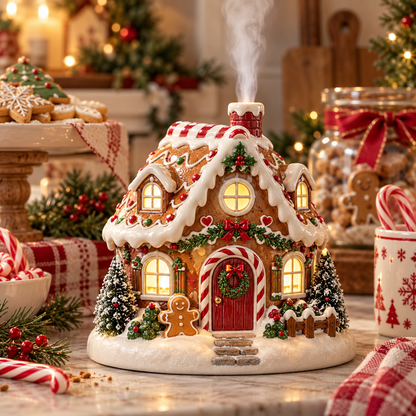 🎄 Christmas Village Aroma Diffuser – Glowing Holiday House with Chimney Mist & Essential Oil Scent