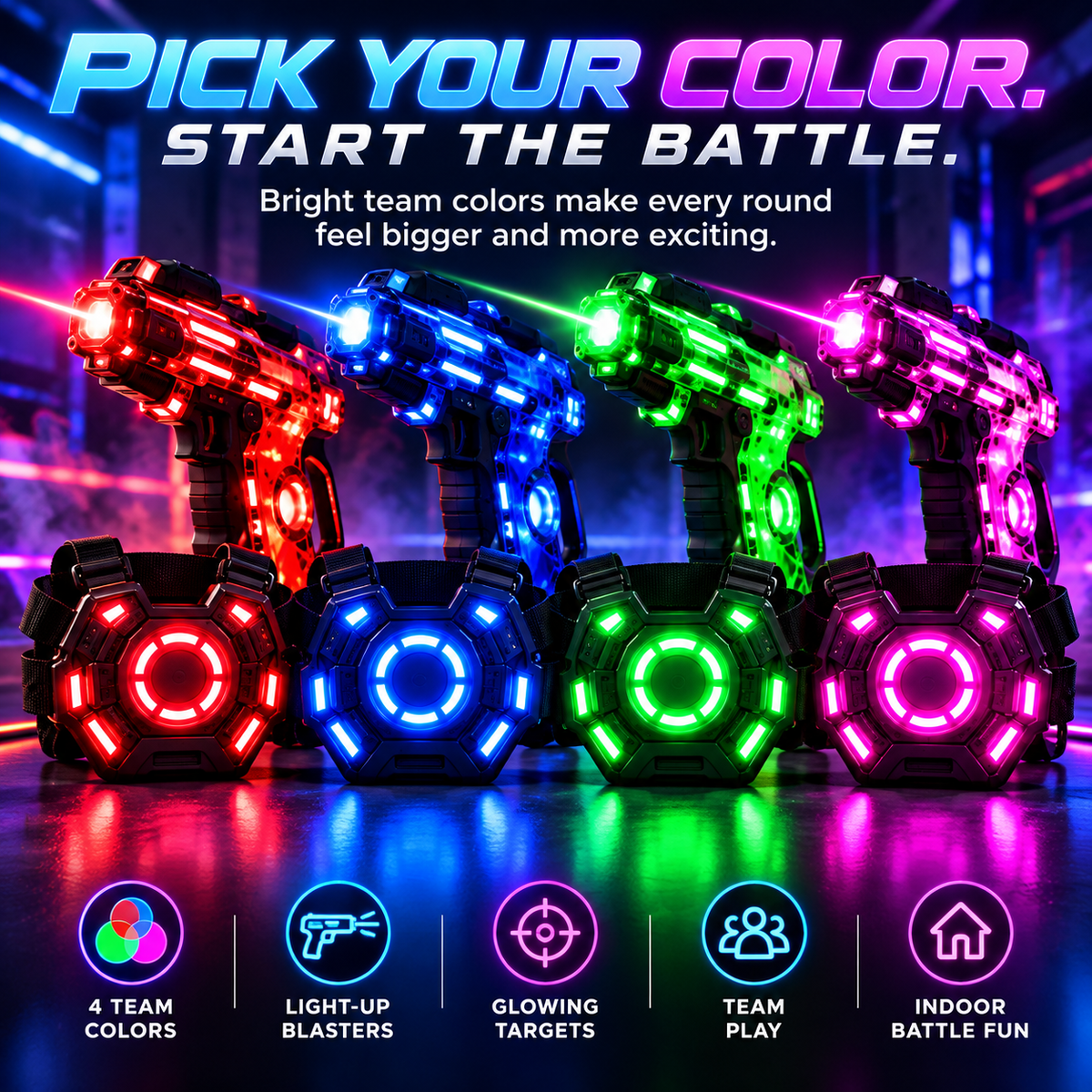 ⚡ 50% OFF 4-Player Laser Tag Set – Rechargeable Indoor Battle Game for Kids & Family 🎯