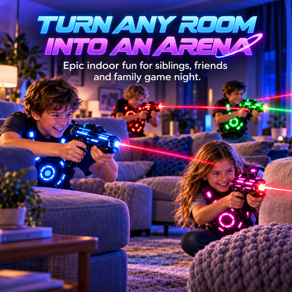 ⚡ 50% OFF 4-Player Laser Tag Set – Rechargeable Indoor Battle Game for Kids & Family 🎯