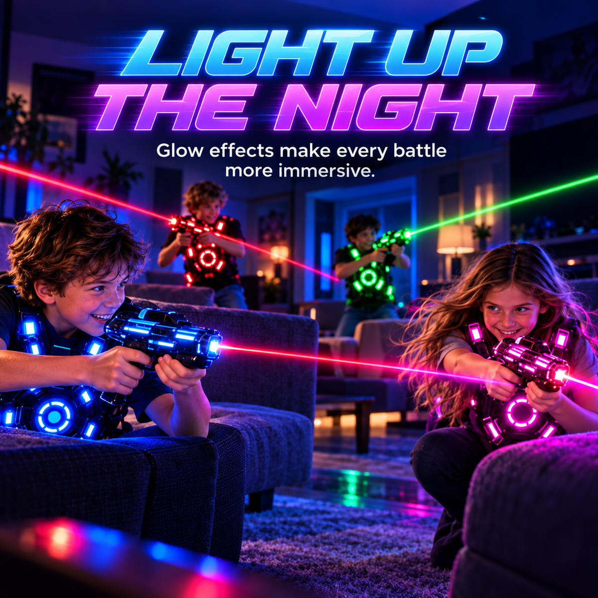 ⚡ 50% OFF 4-Player Laser Tag Set – Rechargeable Indoor Battle Game for Kids & Family 🎯