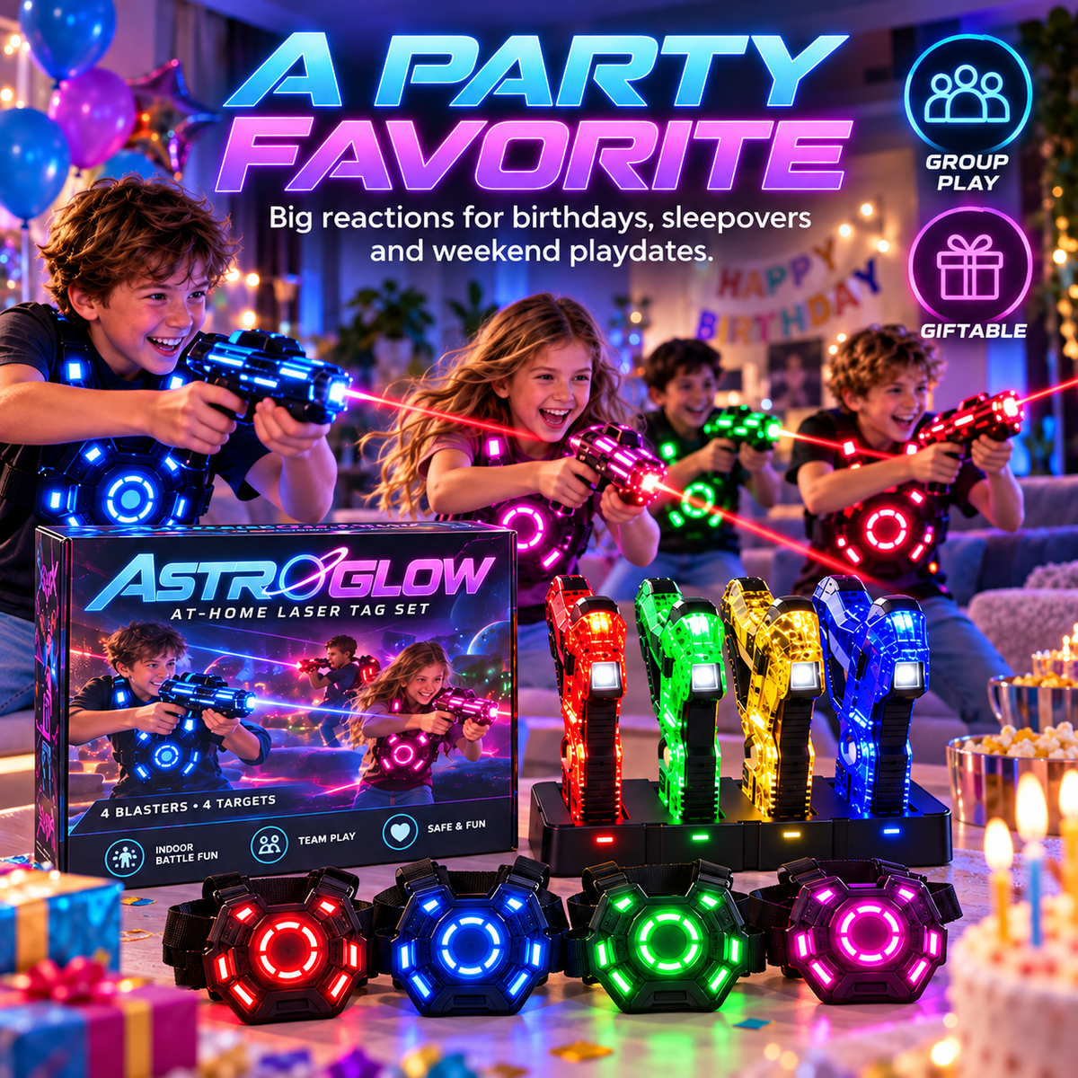 ⚡ 50% OFF 4-Player Laser Tag Set – Rechargeable Indoor Battle Game for Kids & Family 🎯