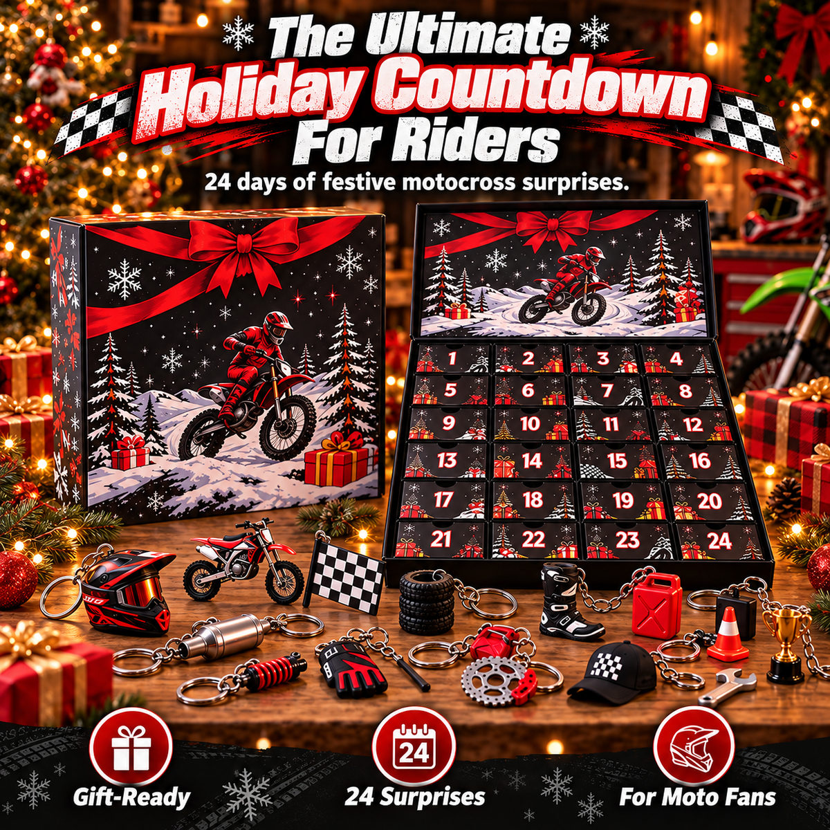 🏁 50% OFF 24-Day Motocross Advent Calendar – Daily Rider Surprises for Christmas 🎄