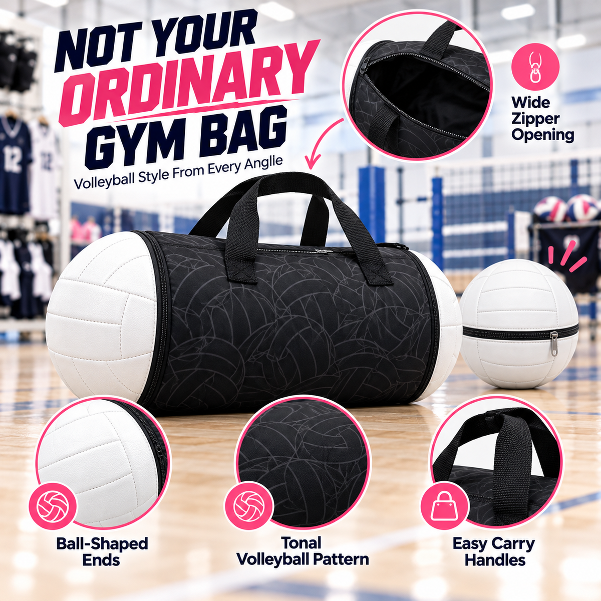 🏐 Volleyball Duffel Bag – Ball-Shaped Sports Bag for Practice, Tournaments & Team Gifts