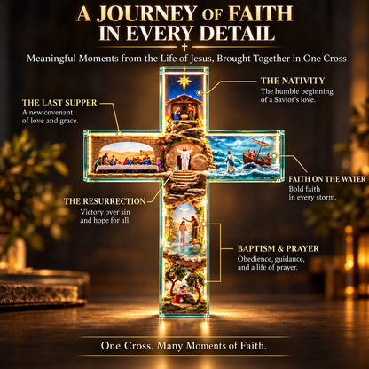 🔥Last Day 50%✨ Lighted Jesus Story Cross – Christian Biblical Scene Décor & Meaningful Faith Gift