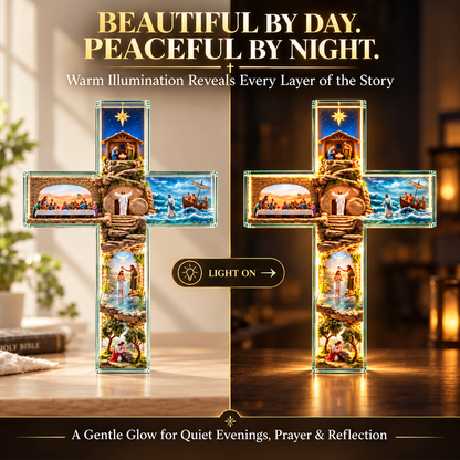 🔥Last Day 50%✨ Lighted Jesus Story Cross – Christian Biblical Scene Décor & Meaningful Faith Gift