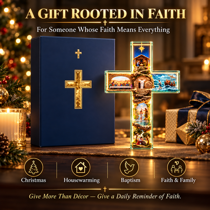 🔥Last Day 50%✨ Lighted Jesus Story Cross – Christian Biblical Scene Décor & Meaningful Faith Gift