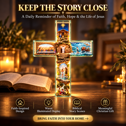 🔥Last Day 50%✨ Lighted Jesus Story Cross – Christian Biblical Scene Décor & Meaningful Faith Gift