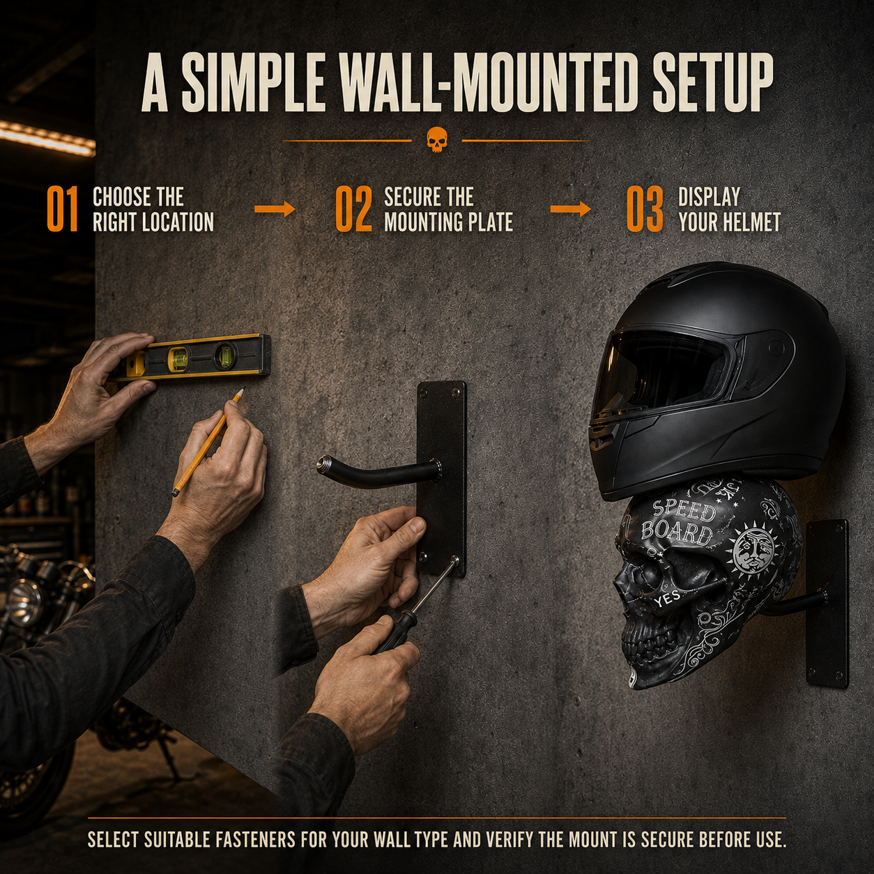 🏍️ 50% OFF Skull Helmet & Riding Gear Wall Rack 💀