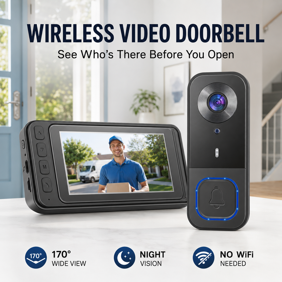 🔔 50% OFF Wireless Video Doorbell Camera – 4.3″ Indoor Monitor, Night Vision & No WiFi Needed