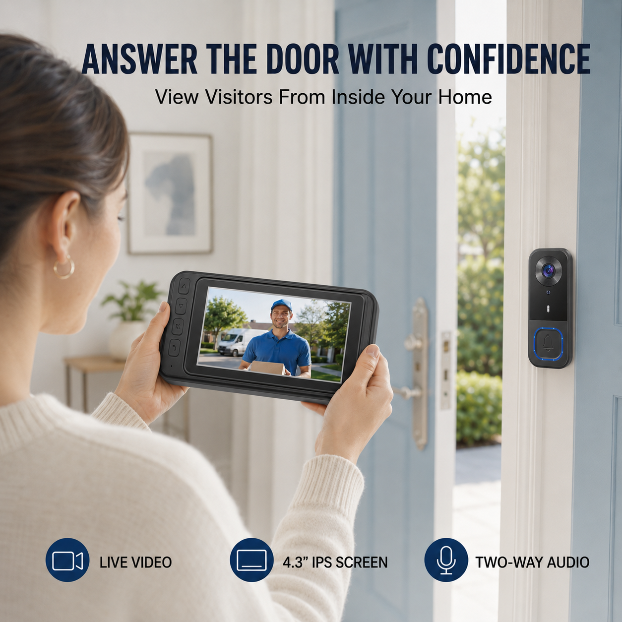 🔔 50% OFF Wireless Video Doorbell Camera – 4.3″ Indoor Monitor, Night Vision & No WiFi Needed