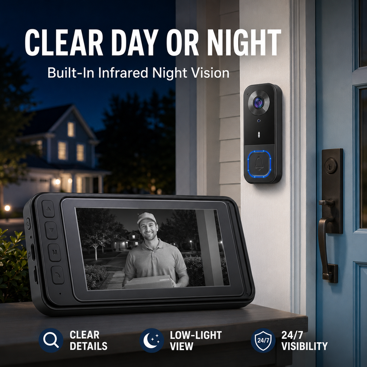 🔔 50% OFF Wireless Video Doorbell Camera – 4.3″ Indoor Monitor, Night Vision & No WiFi Needed