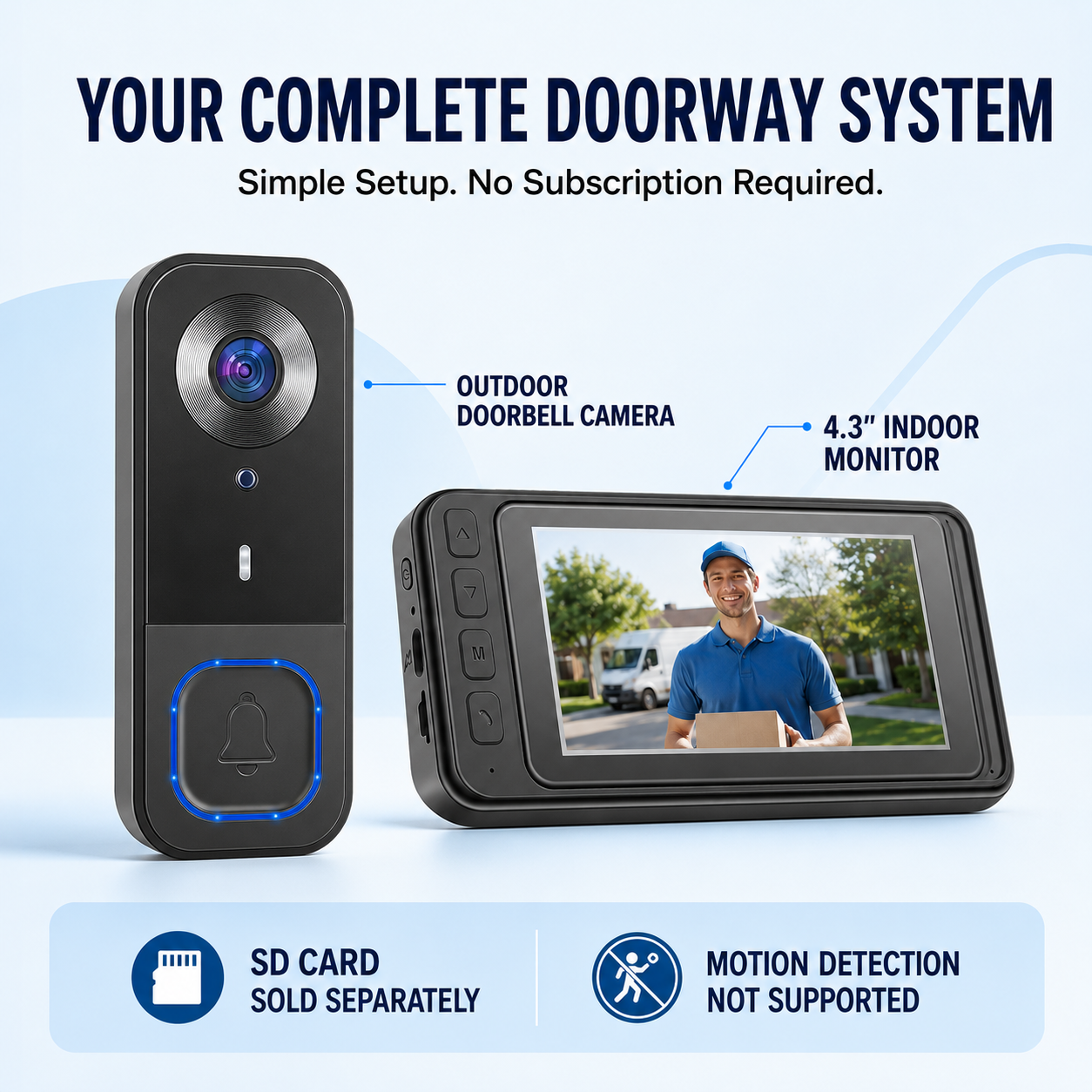 🔔 50% OFF Wireless Video Doorbell Camera – 4.3″ Indoor Monitor, Night Vision & No WiFi Needed