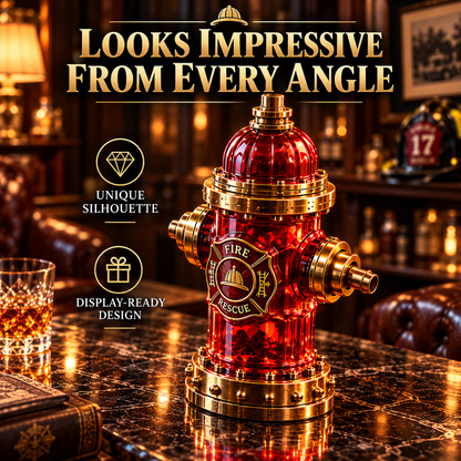 🚒 Firefighter Tribute Hydrant Whiskey Decanter – Red & Gold Memorial Display Gift