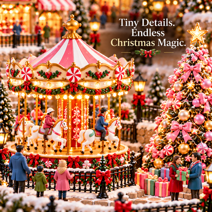 🔥Last Day 50%🎄✨ Magical Christmas Candy Village – Lighted Miniature Holiday Wonderland with Carousel