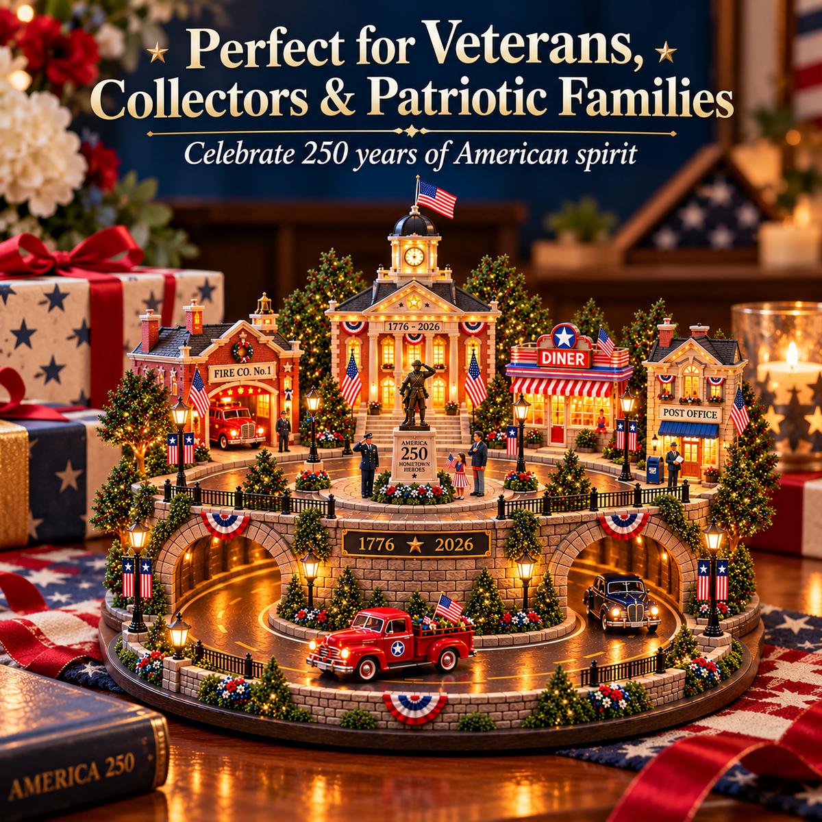🔥Last Day 50%🎖️🇺🇸✨ 250 Years of American Heroes™ – Lighted Hometown Tribute Village