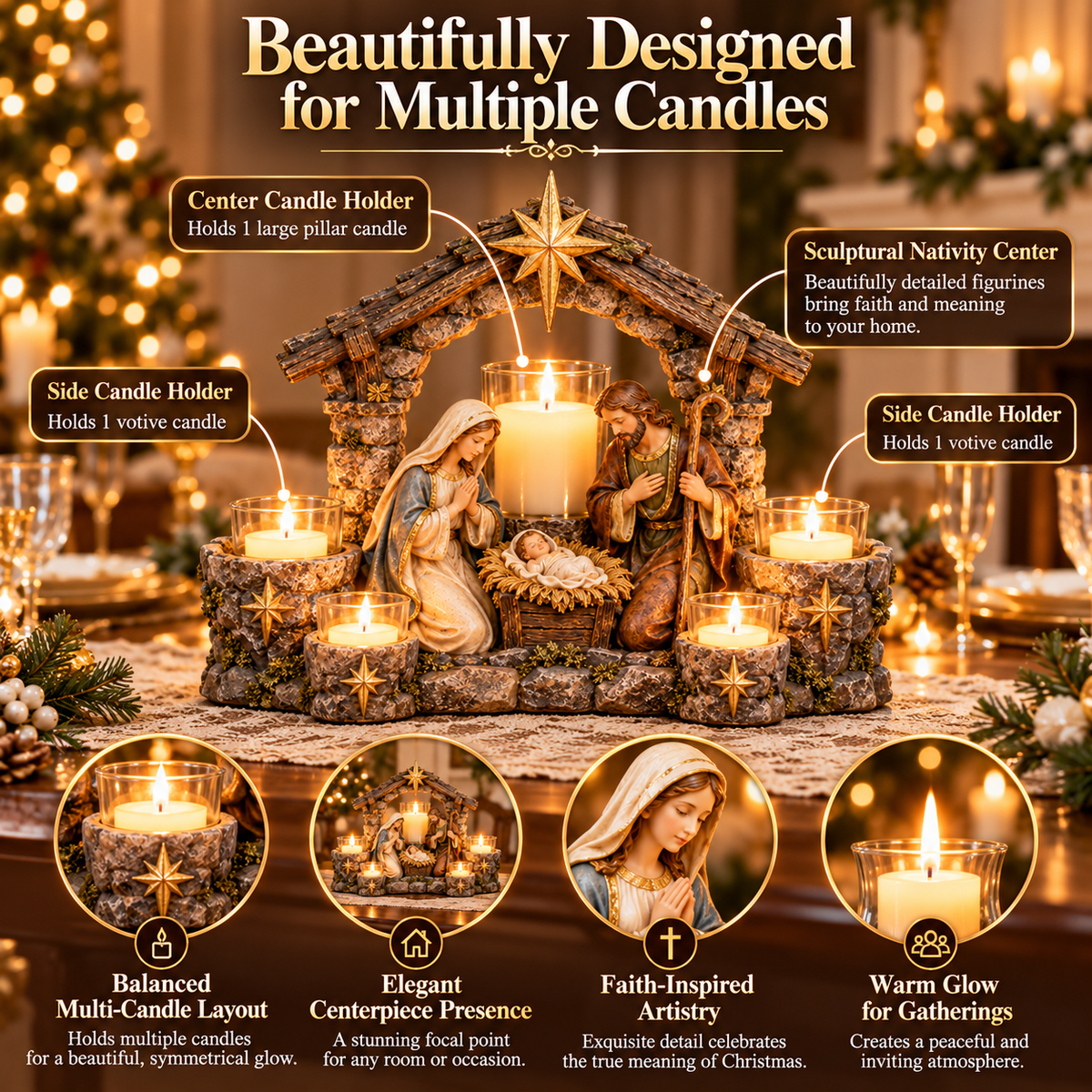 ✨🕯️ Light of His Presence — Sacred Christian Candleholder ✝️🤍