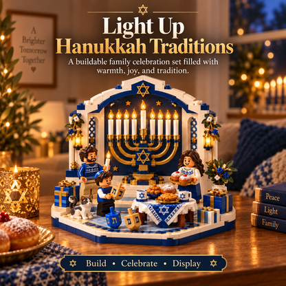 🕎✨ Last Day 50% OFF 🔥 Hanukkah Family Light Building Block Display Set