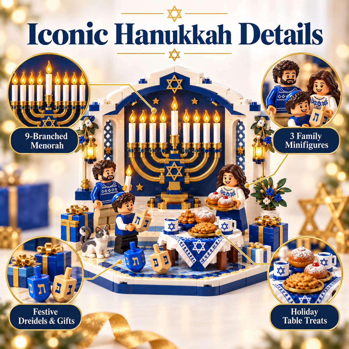 🕎 Last Day 50% OFF ⏰ Hanukkah Family Light Building Block Display Set