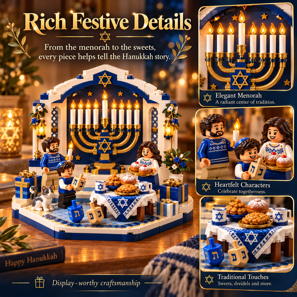 🕎 Last Day 50% OFF ⏰ Hanukkah Family Light Building Block Display Set
