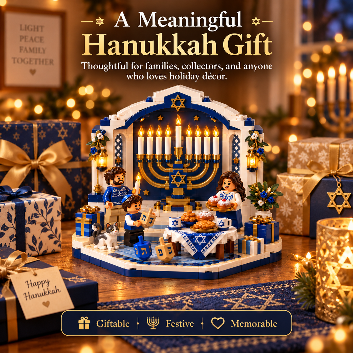 🕎 Last Day 50% OFF ⏰ Hanukkah Family Light Building Block Display Set