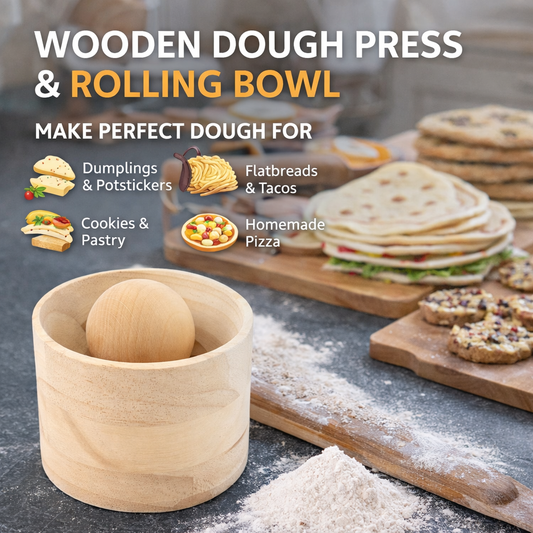 🍞 Wooden Dough Press & Rolling Bowl
