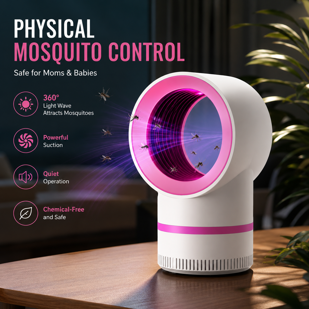 🦟🛡️ Powerful USB Mosquito Trap – Strong Suction & Quiet