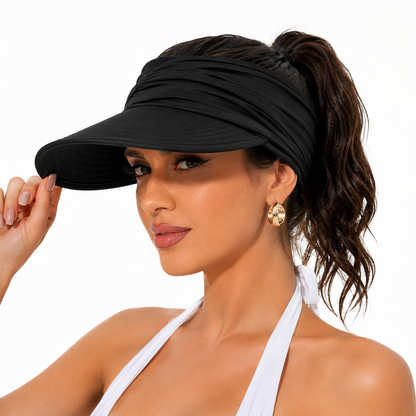 UPF 50+ Ponytail Sun Visor Hat | Foldable Wide Brim UV Protection Hat