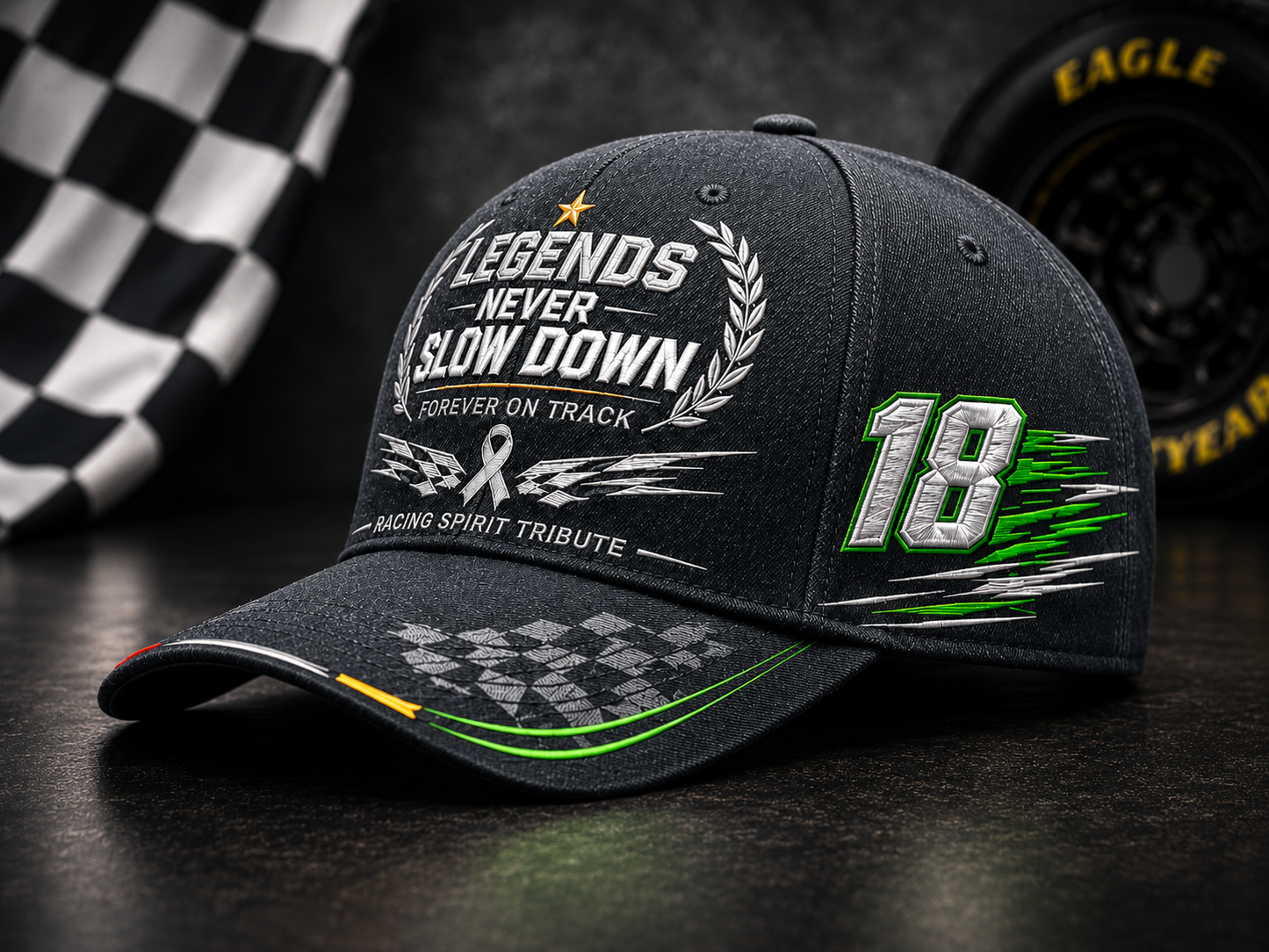 R.I.P. 8 & 18🕊️🙏💔Legends Never Slow Down Racing Spirit Tribute Cap 🏁