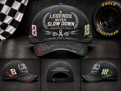 R.I.P. 8 & 18🕊️🙏💔Legends Never Slow Down Racing Spirit Tribute Cap 🏁