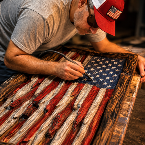 "The Battle Worn" Flag,3D Iron Patriotic Tattered Great of Honor Office Wall Art Decoration, Indoor Outdoor Yard Farmhouse Patio for Patriots Family Friends Soldiers.