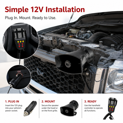 12V Vehicle PA Speaker & Warning Horn System – Multi-Sound Outdoor Truck Speaker