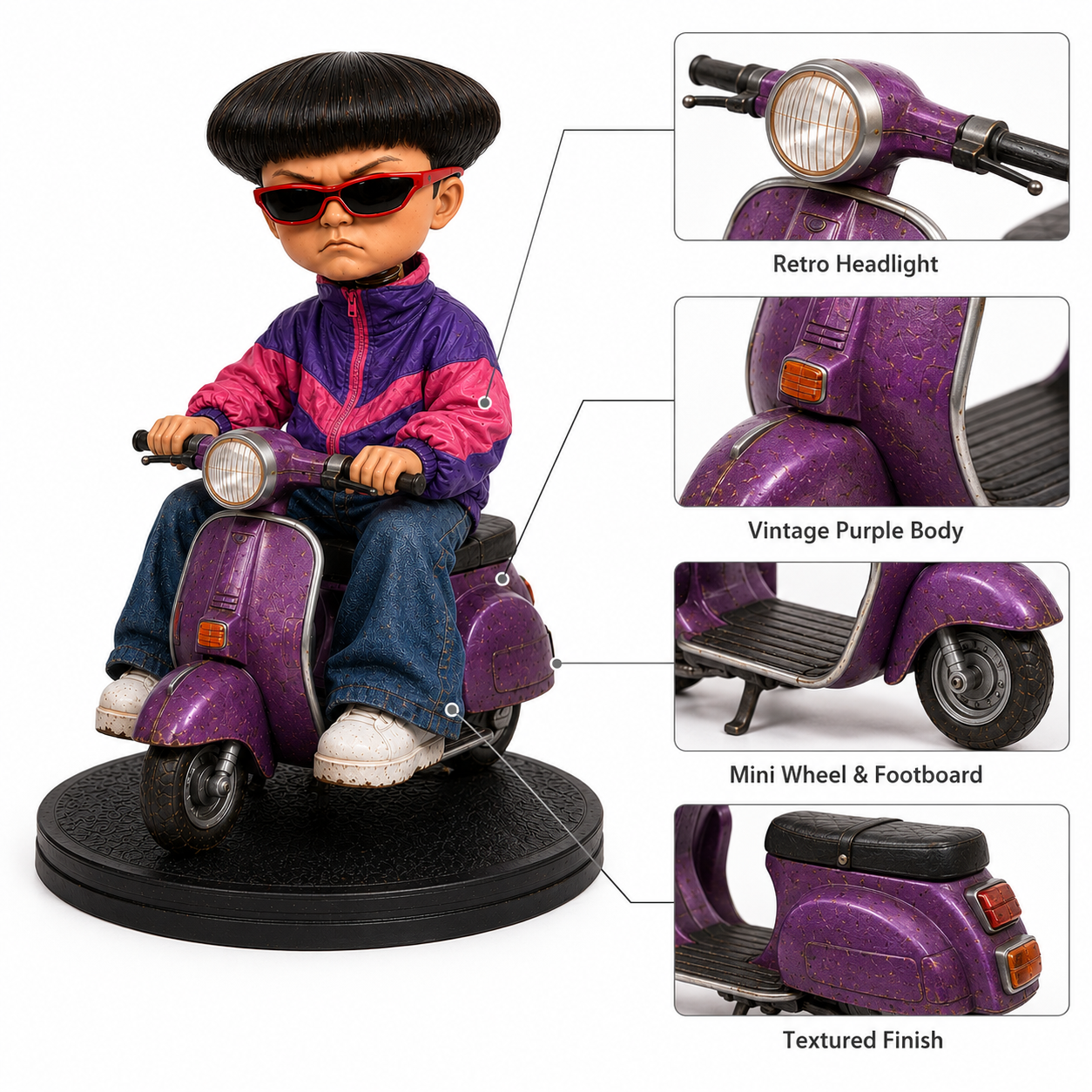 Retro Music Tribute Nodding Doll – Scooter Bobblehead Collectible 🛴