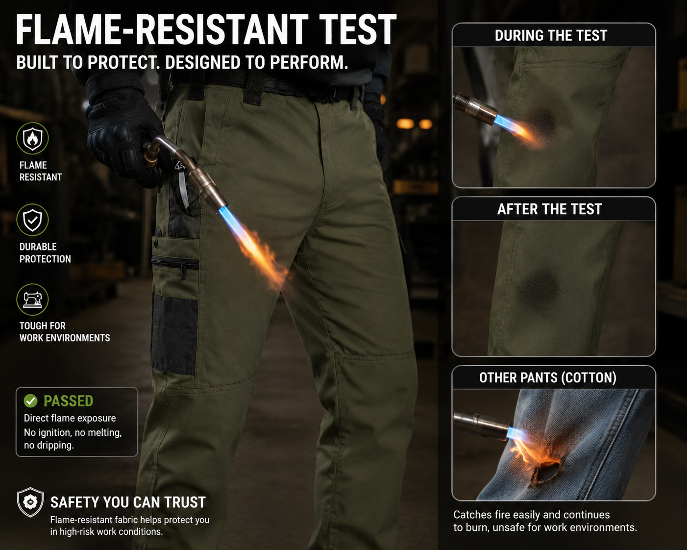 🔥 20,000+ Sold | Men’s FR Tactical Work Pants – Flame-Resistant, Tougher Than Jeans 💪