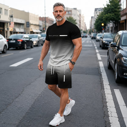 Men's Gradient Short Sleeve Activewear Set