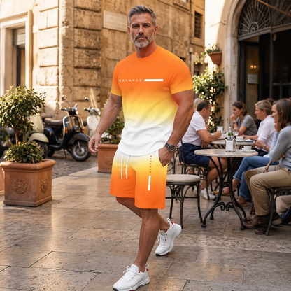 Men's Gradient Short Sleeve Activewear Set