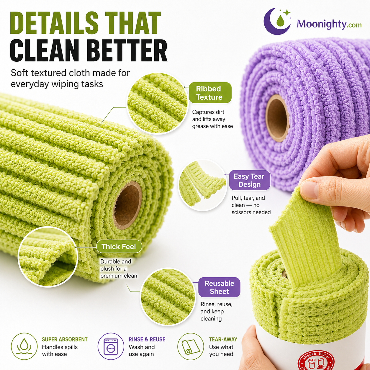 🚨 BUY 1 GET 1 FREE 🚨 First 50 Customers Only! ⏰ Premium Bamboo Fiber Microfiber Cloths – Tear-Off Design & Antibacterial Protection