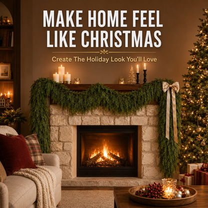 🎄 2-Pack Real-Touch Cedar Garland – Lush Christmas Greenery