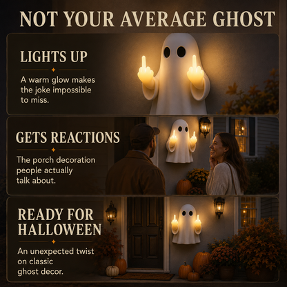 Light-Up Middle Finger Ghost Wall Decor – Funny Halloween Porch Decoration